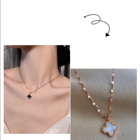 💎BOGO‼️ Clover leaf Double Side Rose Gold Necklace women jewelry - Picture 11 of 11